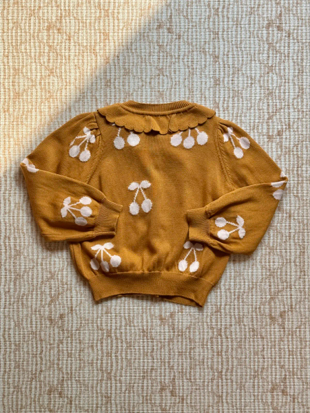 櫻桃提花針織開衫-焦糖色 image 1 of 0