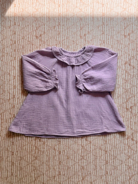 紫色荷葉邊領面棉紗上衣 image 1 of 0