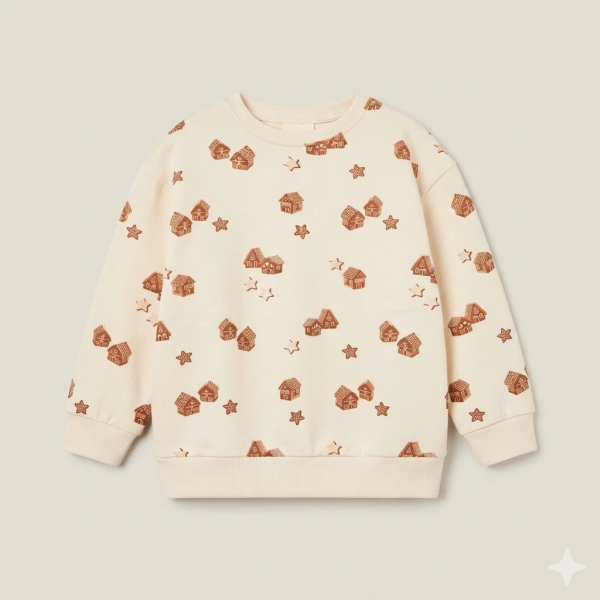 聖誕村圖案長袖圓領衛衣 image 1 of 0