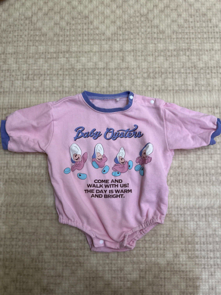 粉色 Baby Oysters 印花拼接連身包屁衣 image 1 of 0