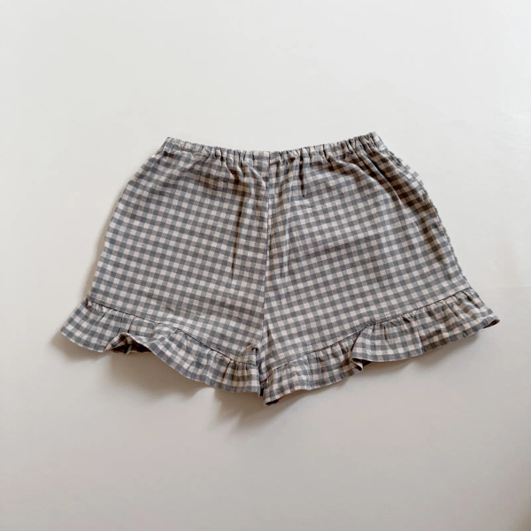 格紋荷葉邊鬆緊短褲 image 1 of 0