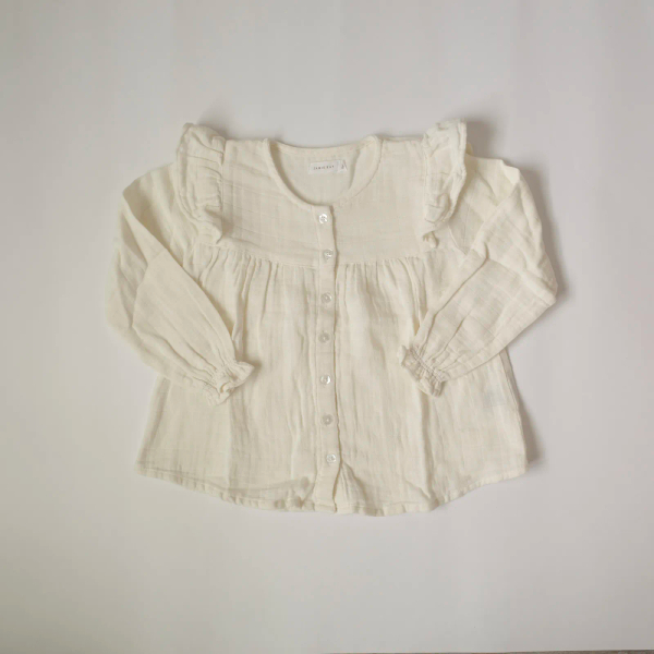 棉紗荷葉邊長袖襯衫 image 1 of 0
