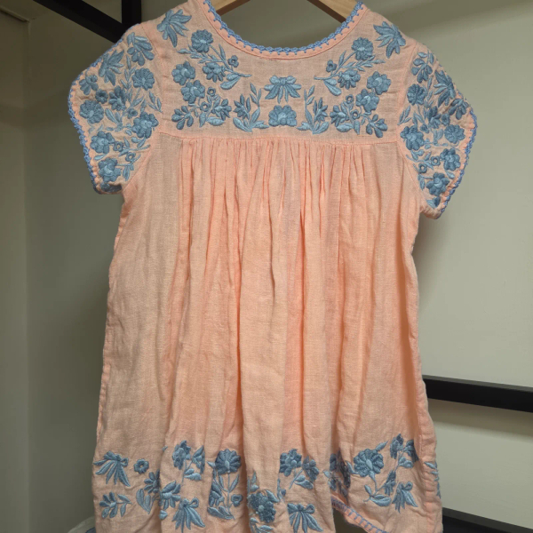 粉橘刺繡上衣洋裝 image 1 of 0
