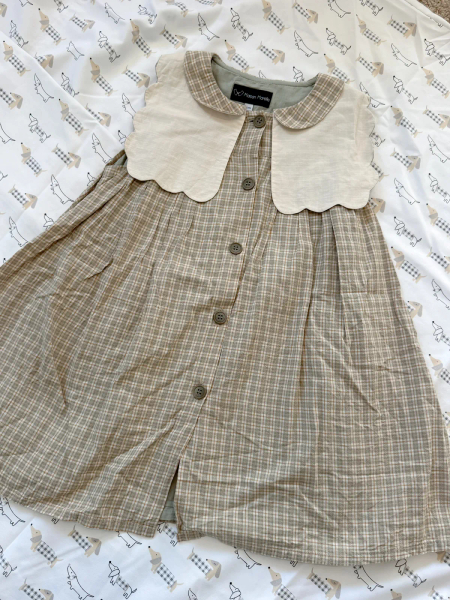Maison Marelle X Little Poetry Exclusive- Dress Elysée - CHECK GREEN & CARAMEL image 1 of 0
