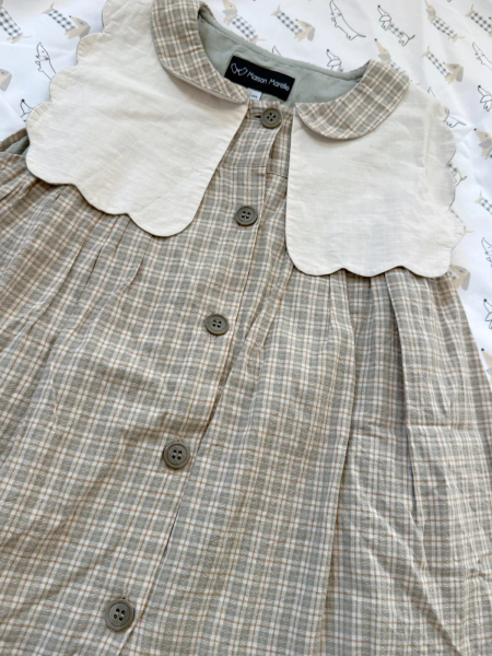 Maison Marelle X Little Poetry Exclusive- Dress Elysée - CHECK GREEN & CARAMEL image 1 of 0