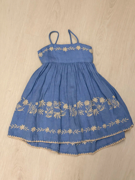 藍色花朵刺繡細肩帶洋裝 image 1 of 0