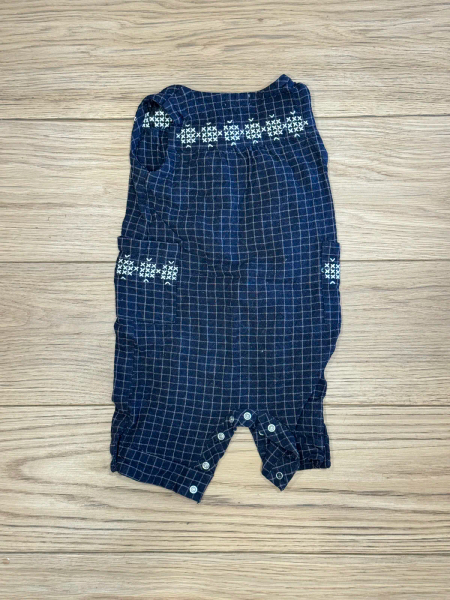 深藍色格紋刺繡連身衣 image 1 of 0