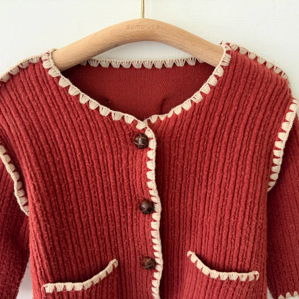 紅色滾邊木釦外套 image 1 of 0