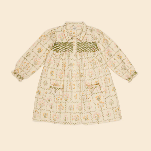 Apolina Aline Smock Shirtdress - Cabin Quilt Floral Cream 3-5y image 1 of 0