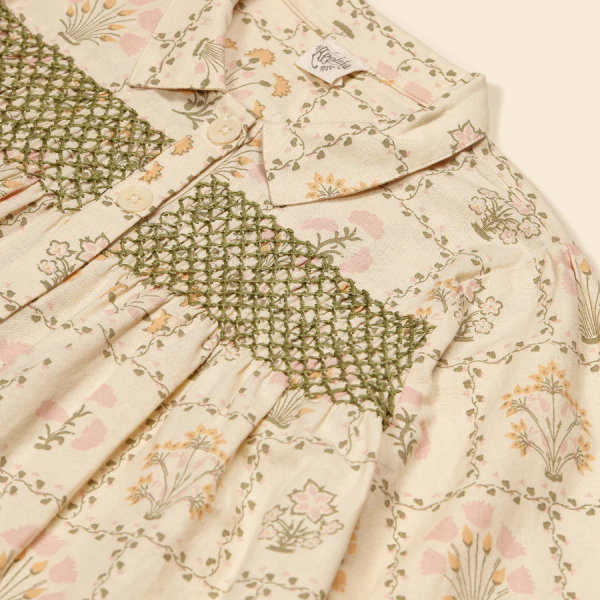 Apolina Aline Smock Shirtdress - Cabin Quilt Floral Cream 3-5y image 1 of 0