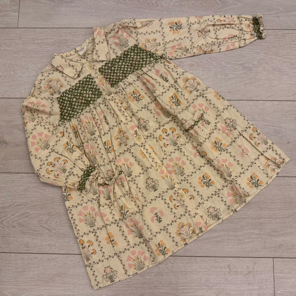 Apolina Aline Smock Shirtdress - Cabin Quilt Floral Cream 3-5y image 1 of 0
