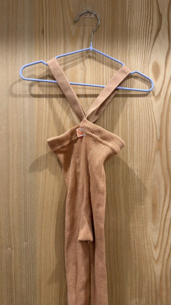 復古羅紋吊帶褲 - Light Brown image 1 of 0