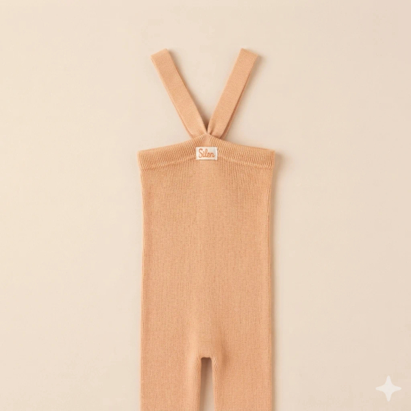 復古羅紋吊帶褲 - Light Brown image 1 of 0