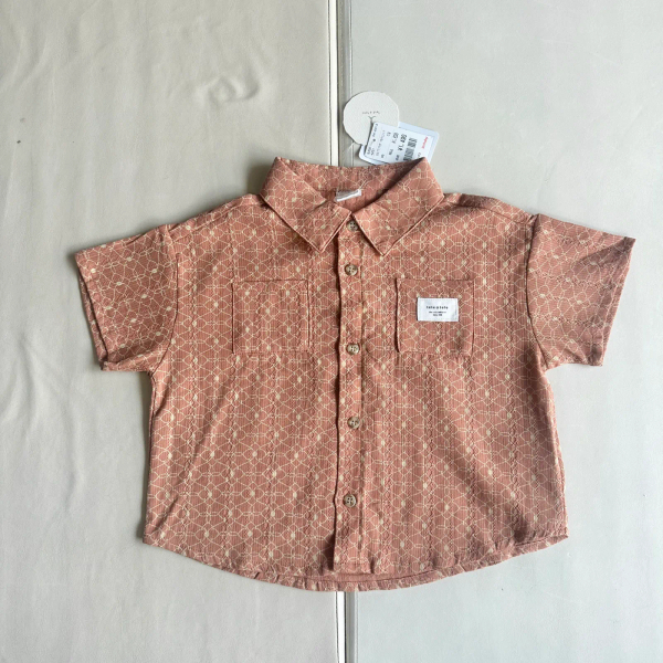 復古幾何印花短袖襯衫 image 1 of 0
