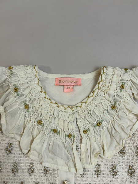 印花刺繡蕾絲邊洋裝附髮飾 image 1 of 0