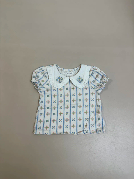 女童復古碎花刺繡翻領上衣 image 1 of 0