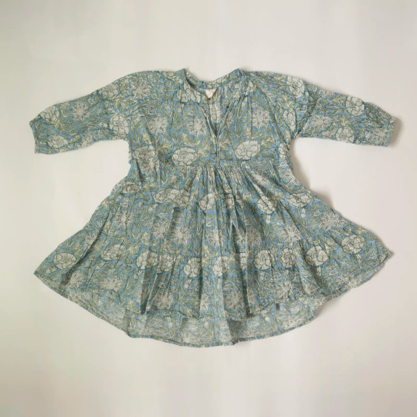 藍色印花純棉洋裝 image 1 of 0