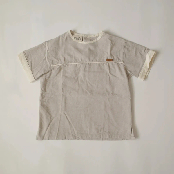 小皮標質感棉麻上衣 image 1 of 0