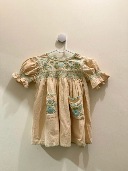 復古風刺繡亞麻洋裝 image 1 of 0