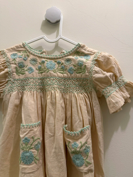 復古風刺繡亞麻洋裝 image 1 of 0