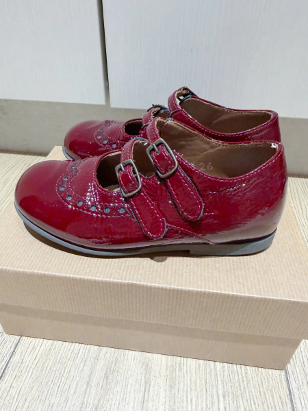 酒紅色漆皮雙扣瑪莉珍鞋 image 1 of 0