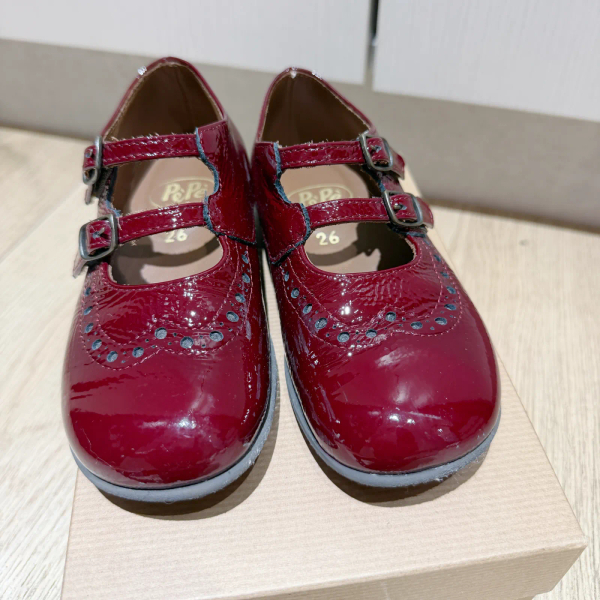 酒紅色漆皮雙扣瑪莉珍鞋 image 1 of 0