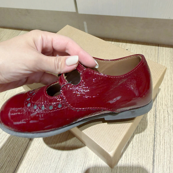 酒紅色漆皮雙扣瑪莉珍鞋 image 1 of 0