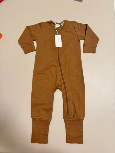 純色長袖拉鍊連身衣 image 1 of 0