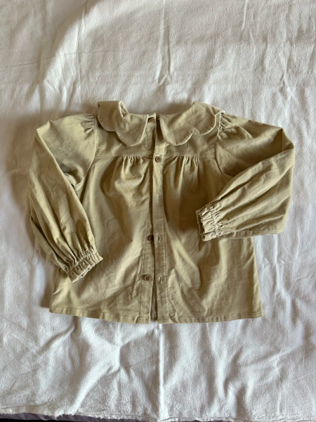 米黃有機棉天鵝絨雲朵領上衣 image 1 of 0