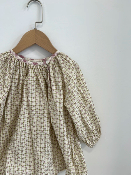 Peasant Tunic in Checker Rose Print / Zinnia image 1 of 0