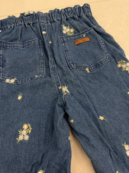 小雛菊刺繡丹寧寬褲 image 1 of 0