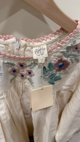 雕花刺繡滾邊棉麻洋裝 image 1 of 0