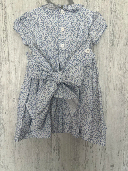 藍色碎花刺繡荷葉領短袖洋裝 image 1 of 0