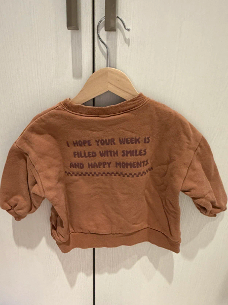 棕色狗狗圖案圓領長袖上衣 image 1 of 0