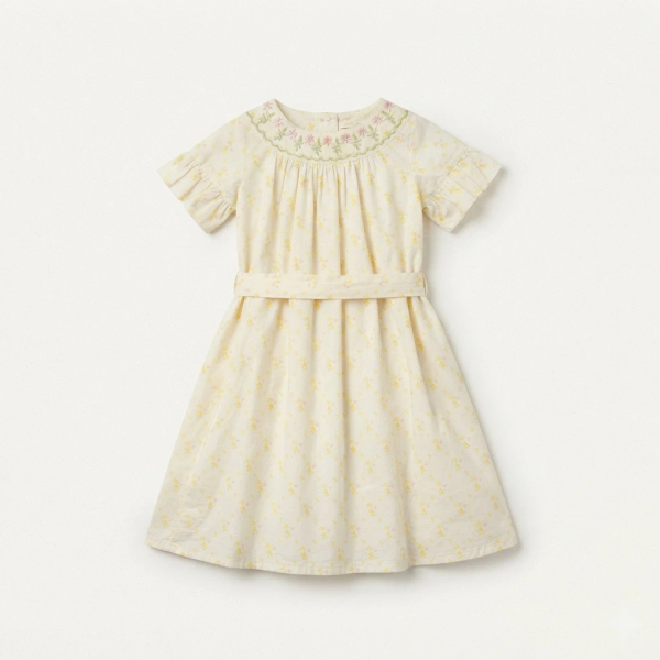 短袖刺繡領荷葉洋裝 image 1 of 0