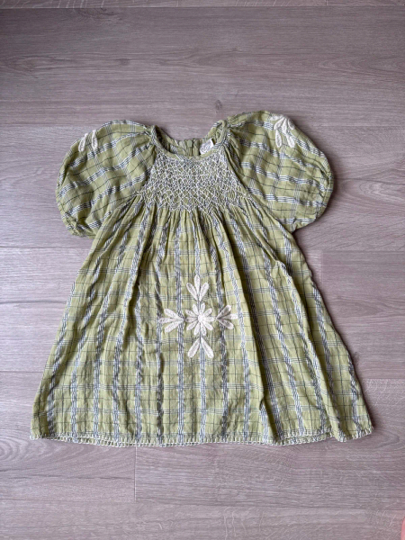 復古格紋刺繡洋裝 image 1 of 0
