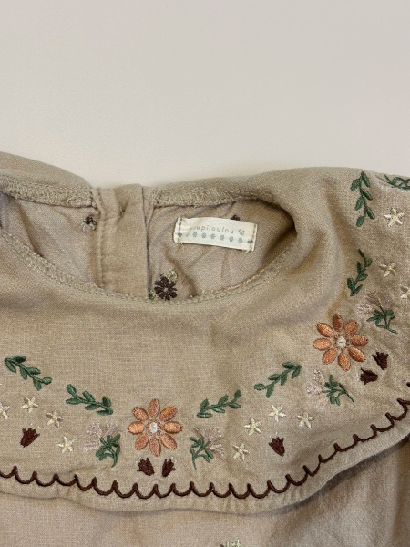 法式復古花朵刺繡娃娃領燈籠袖上衣 image 1 of 0
