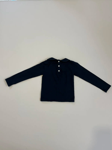 深藍色刺繡領長袖上衣 image 1 of 0