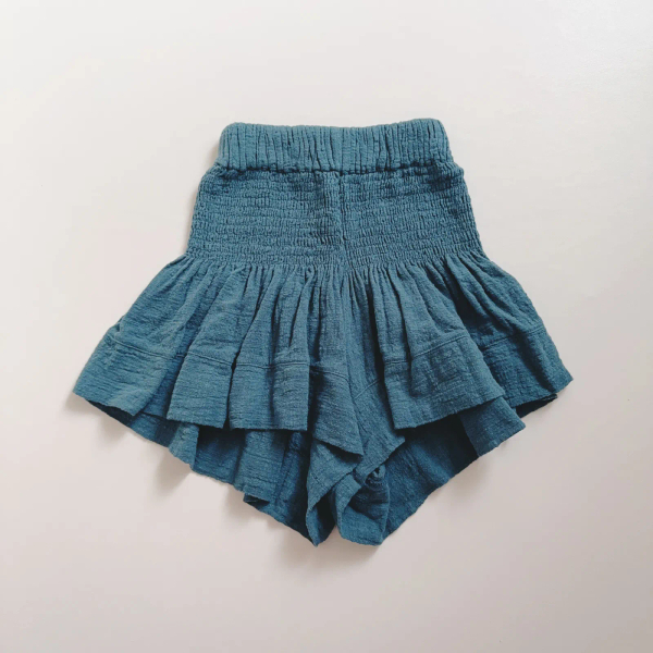 縮腰短褲裙Short SMOCK SKIRT - Blue image 1 of 0
