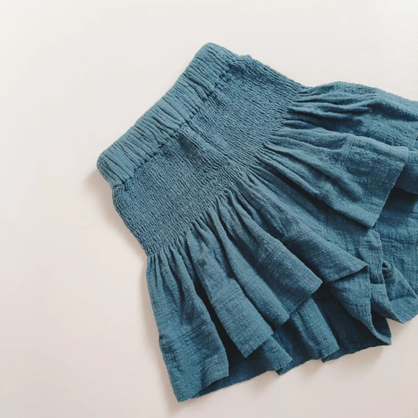 縮腰短褲裙Short SMOCK SKIRT - Blue image 1 of 0