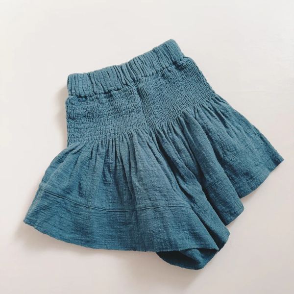 縮腰短褲裙Short SMOCK SKIRT - Blue image 1 of 0