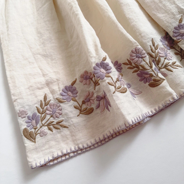 花朵刺繡亞麻洋裝 image 1 of 0