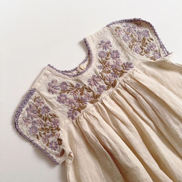 花朵刺繡亞麻洋裝 image 1 of 0