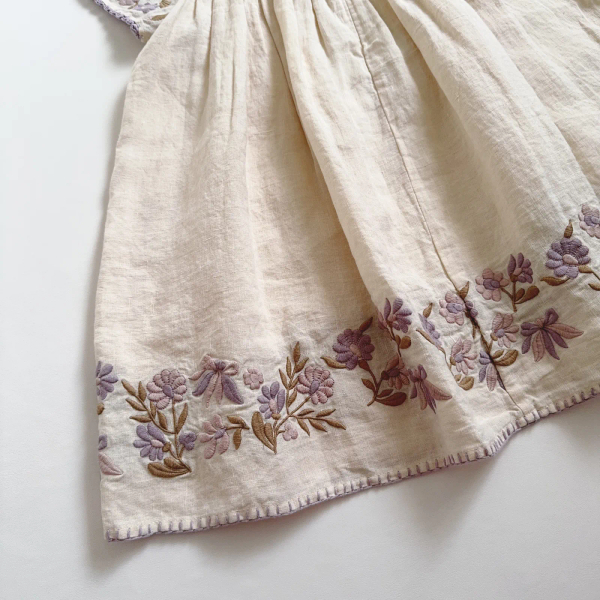 花朵刺繡亞麻洋裝 image 1 of 0