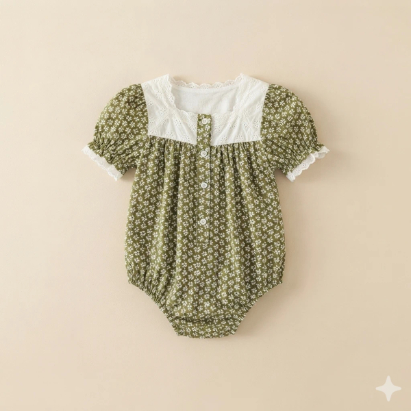 Luna Romper Pembroke Floral 露娜方領蕾絲連身包屁衣 image 1 of 0