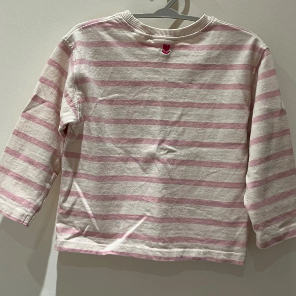 粉白條紋圓領長袖上衣 image 1 of 0