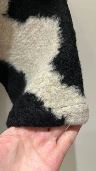 黑白斑馬紋雙排扣羊毛外套 image 1 of 0