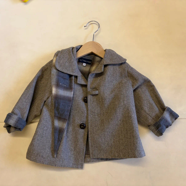 灰色毛呢雙排扣翻領外套 image 1 of 0