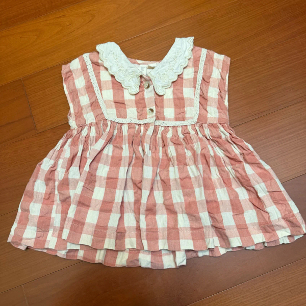法式復古蕾絲領格紋上衣 image 1 of 0