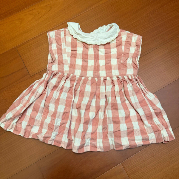 法式復古蕾絲領格紋上衣 image 1 of 0